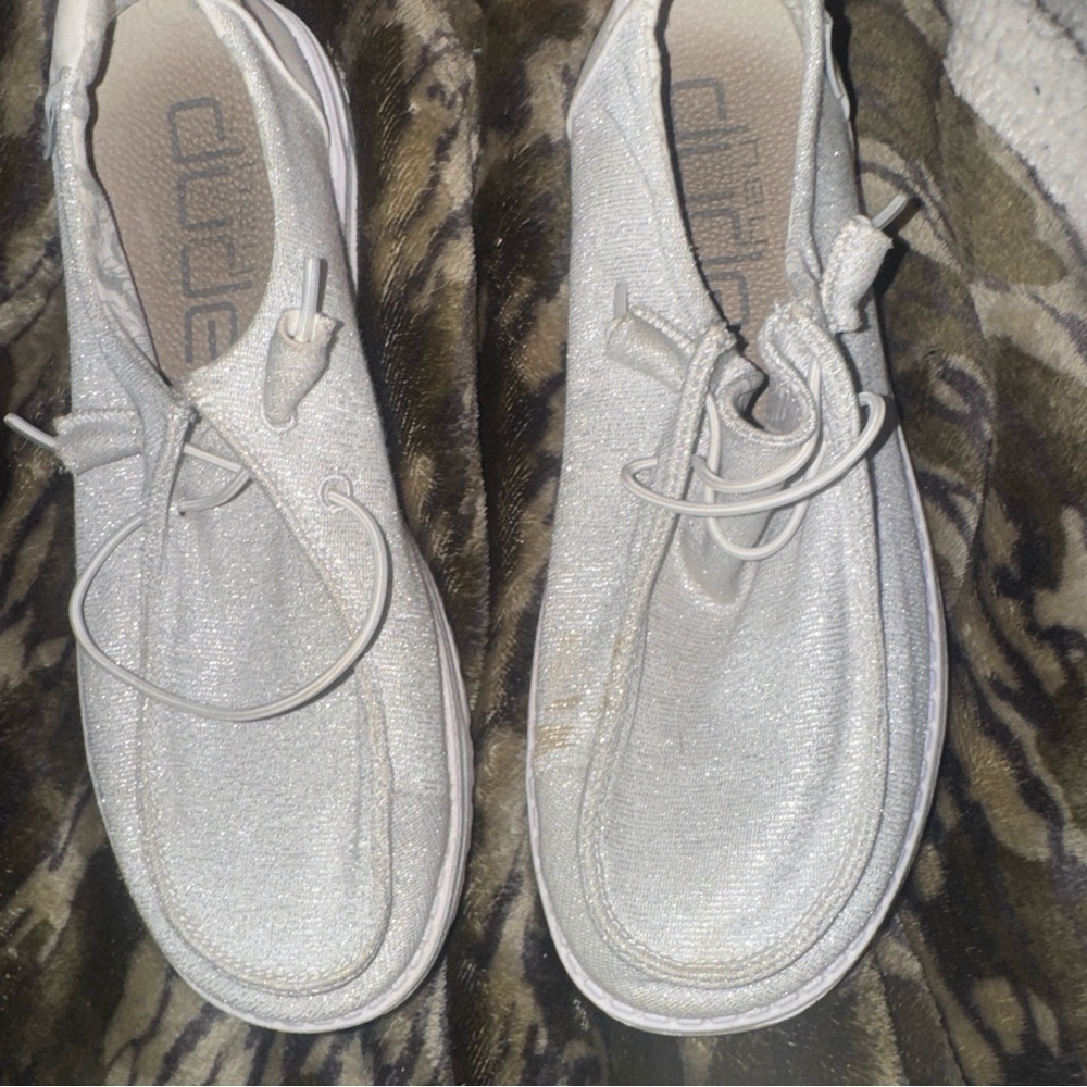 Hey Dude Sparkling White Loafers